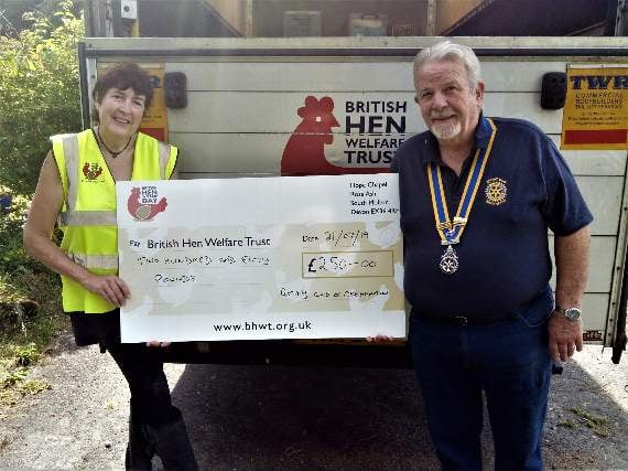 Egg-cellent boost for hen charity from Okehampton Rotary Club