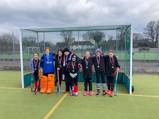 The Tavistock Under 10 hockey team celebrate success