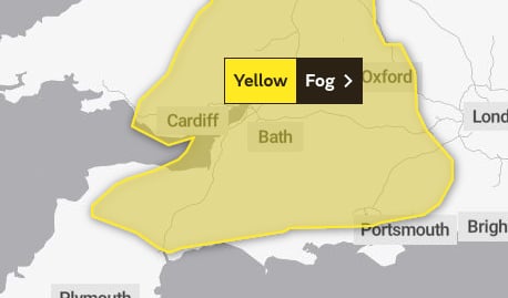 Yellow Warning of fog. Image: Met Office