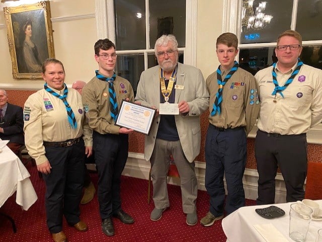 Tavistock Rotary scouts cheque