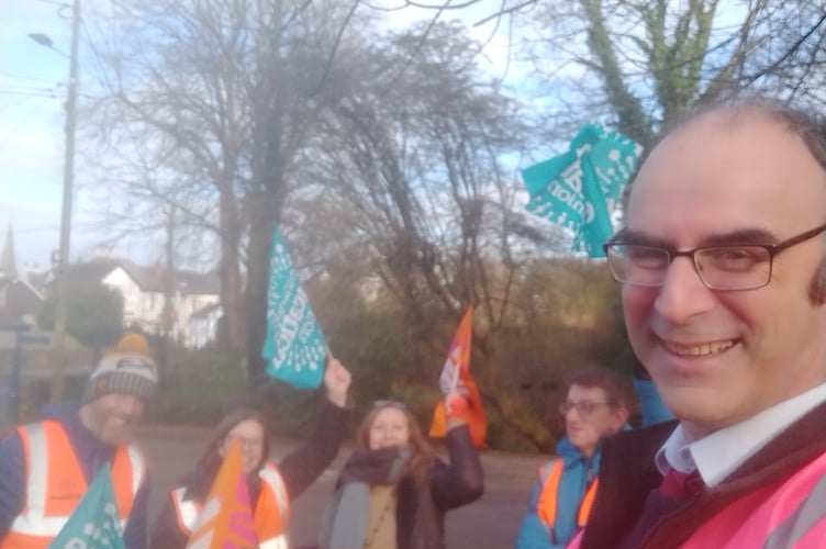 Okehampton College teachers strike picket line