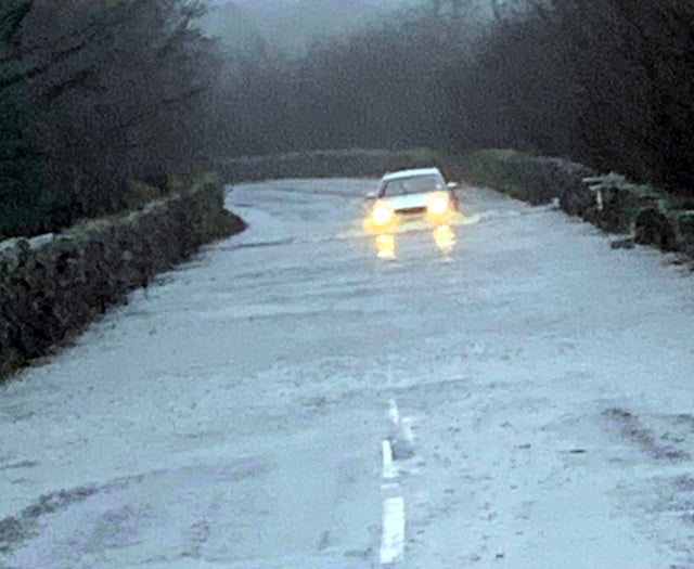 Floods hit Dartmoor road