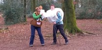 Charity coast path walkers dressed as a poo emoji and a loo roll