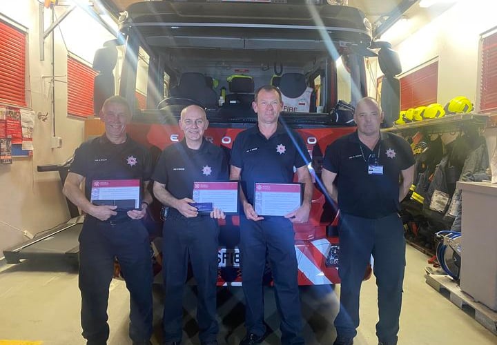 Bere Alston Fire long service. Tony Viggers, Craig Eastman & Dean Hopwood.