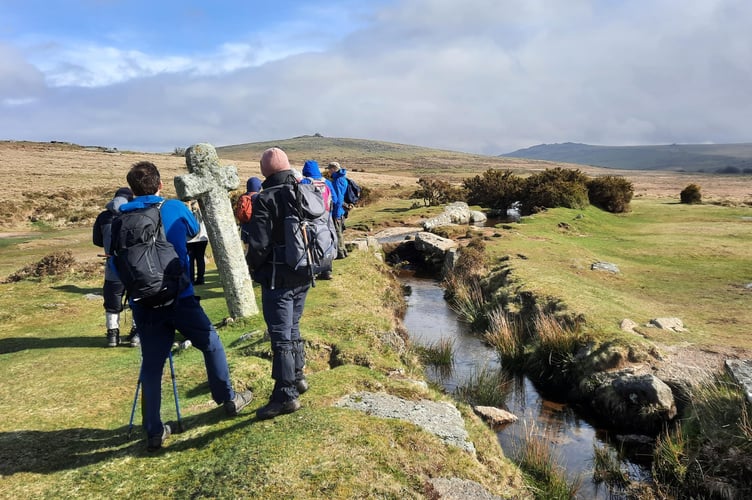 Okehampton ramblers at Windy Post