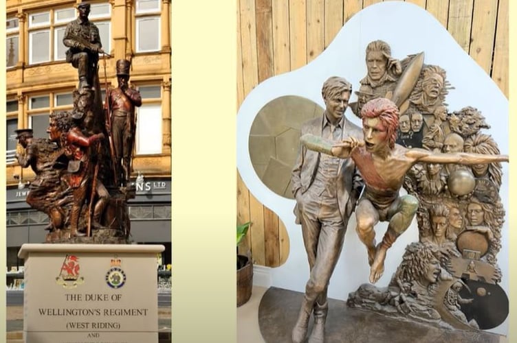 Andrew Sinclair's work includes his Duke of Wellingston sculture, left, and the David Bowie sculpture