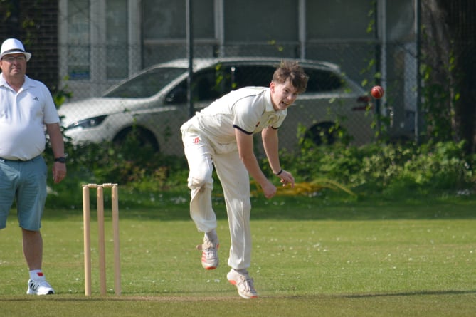 Yelverton pace bowler Alistair Horler bowling against South Devon