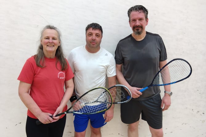 The winning team at Tavistock Squash Club were Wendy Savage, Chris Hicks and Mike Benstead