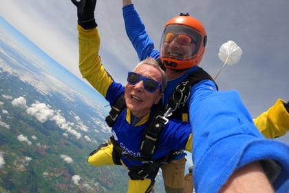 85-year-old braves free fall for charity skydive