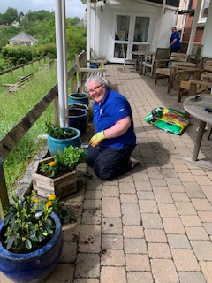 Tavistock Hospital's patio is now a brighter place thanks to Tesco.