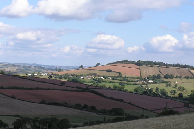 Cadbury Hill, showing one of Devon's remote communities.
