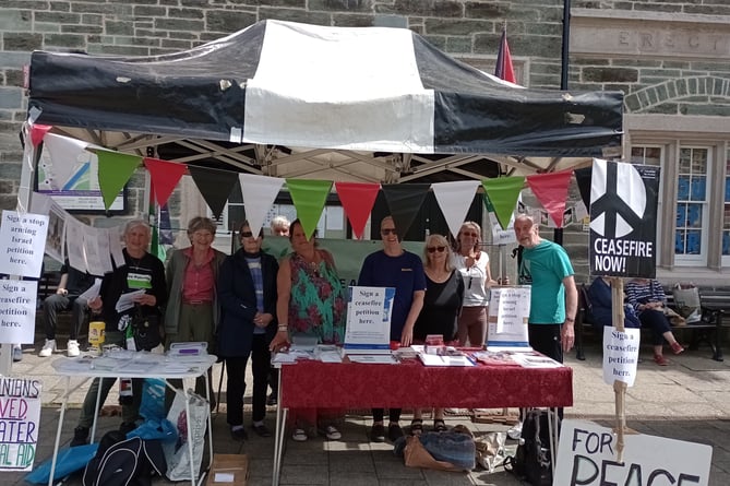 Tavistock Peace Action Group manning an awareness stand in the town.