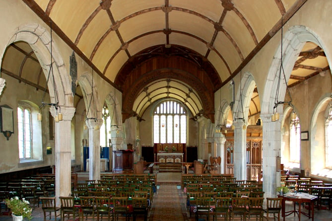 The inside of Sampford Courtenay church, site of the Prayer Book Rebellion
