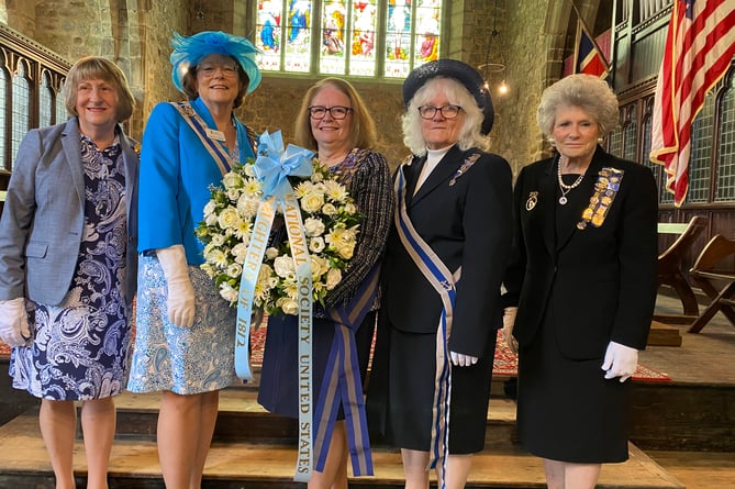 Daughters of 1812 visit St Michael's Church, Princetown, for a wreath-laying ceremony in memory of US PoW who built the church.