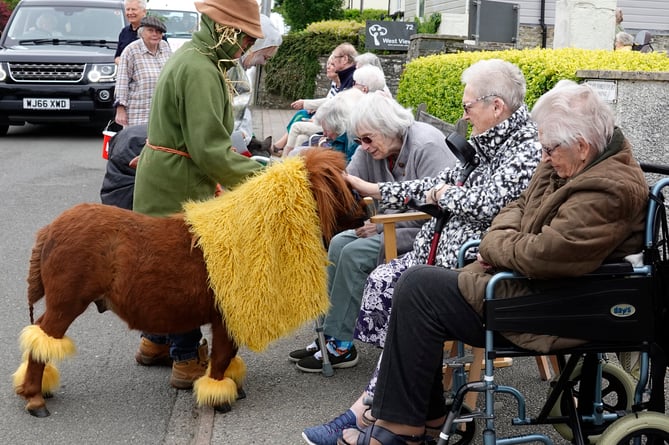 The miniature Shetland pony from Collytown Stud meeting the residents from West View Care Home during the carnival