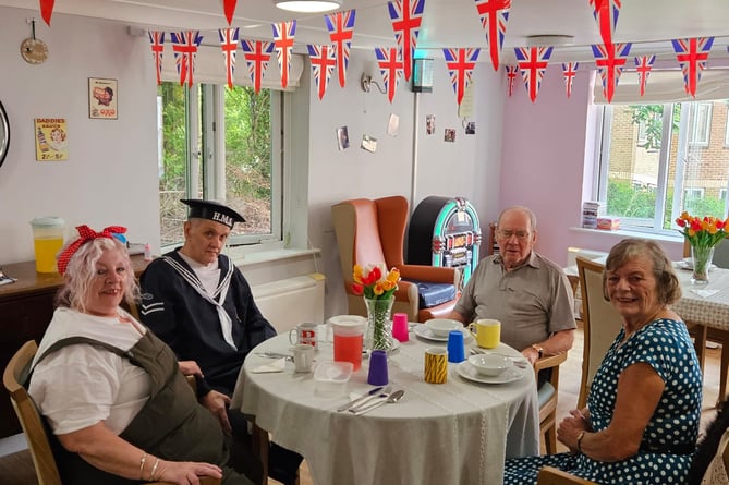 tea at the D-Day party at Hatherleigh Nursing Home