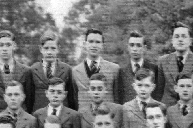 Dennis Hoare at Tavistock Grammar School, middle back row. Picture courtesy of Tavistock Memories by Trevor James (Amberley Publishing)