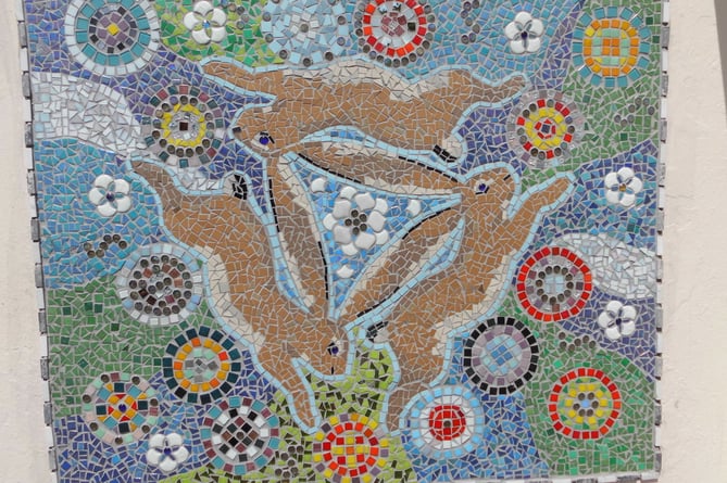 The Three Hares Mosaic at Spreyton Primary School
