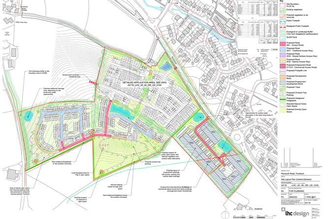 The site off Plymouth Road, showing the plans for 250 houses and the employment land