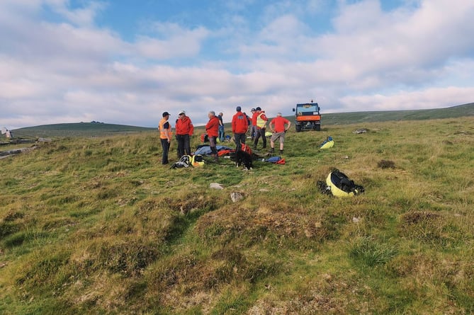 Dartmoor search and rescue teams and paramedics rescue fallen horse rider yesterday.