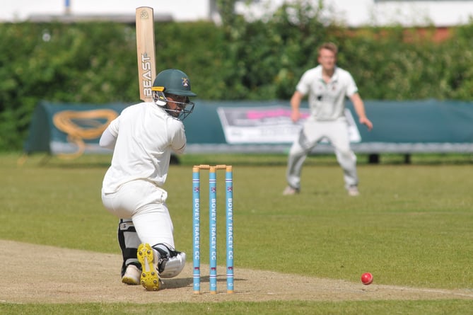 Devon Cricket League Premier Division. Bovey Tracey versus Sidmouth, Bovey's Musa Twala
