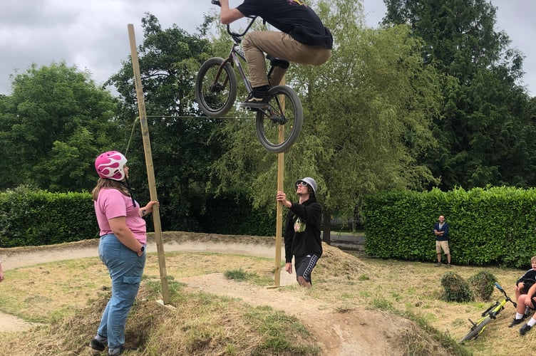 Aerial acrobatics on the Tavistock Trail Jam.