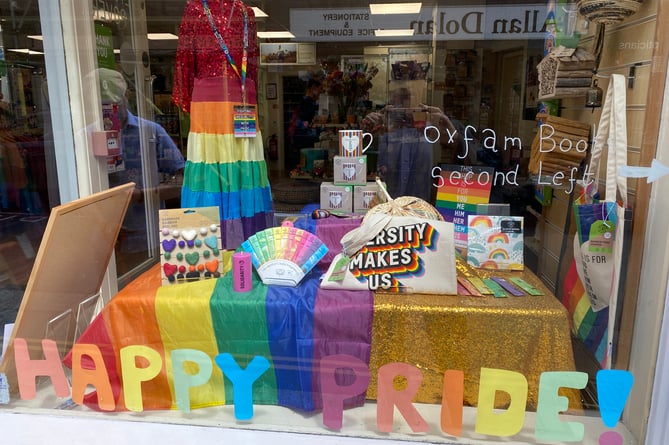 Oxfam's charity shop celebrates diversity ahead of Tavi Pride festival. JPG