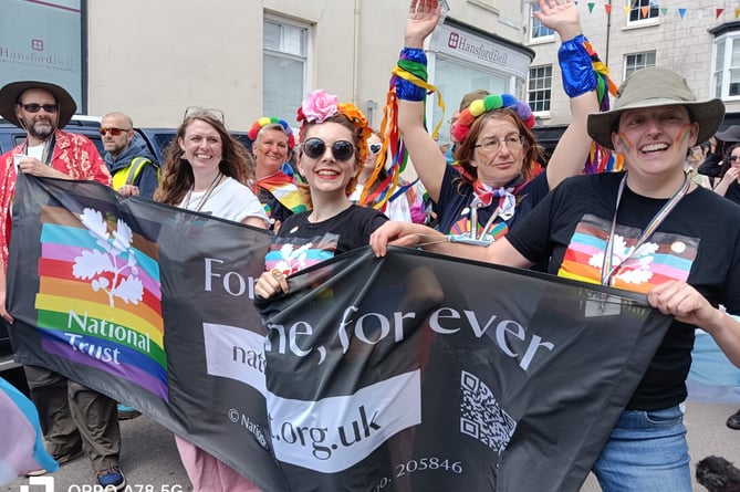 National Trust staff cheer and sing as they take part in Tav Pride.