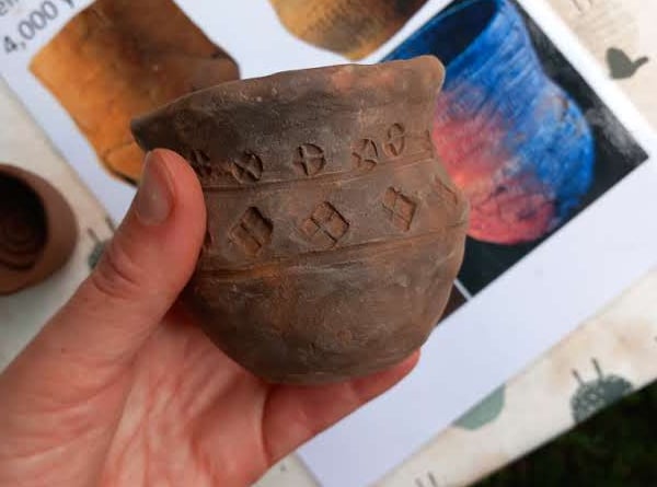 Here is an example of a copy of an historic pot children can make at a history activity day at Dartmoor National Park visitor centre at Postbridge this Saturday.