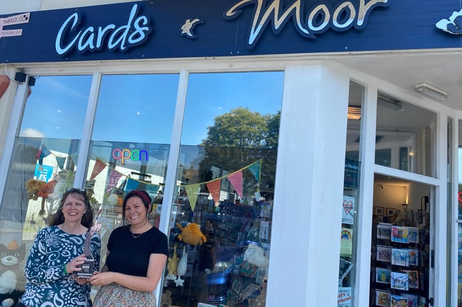 Vicki Hunt and Sally Swift at Moor & Cards proudly hold their national award.