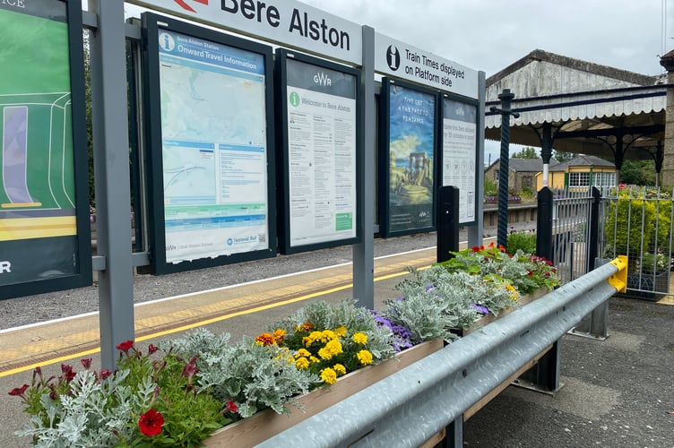 On the winning track - Bere in Bloom railway station.