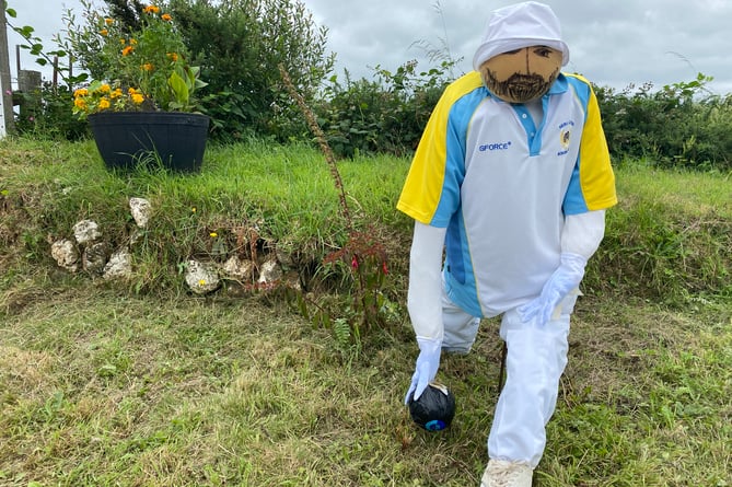 Strike for success - Bere in Bloom's village bowls club scarecrow.