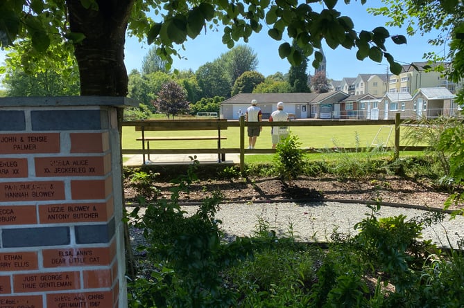 Taking it easy on the green at Tavistock's bowls club next to the sensory garden during the heatwave today.