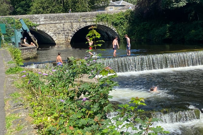 Swimming in the River Tavy s the only way to keep cool in Tavistock.