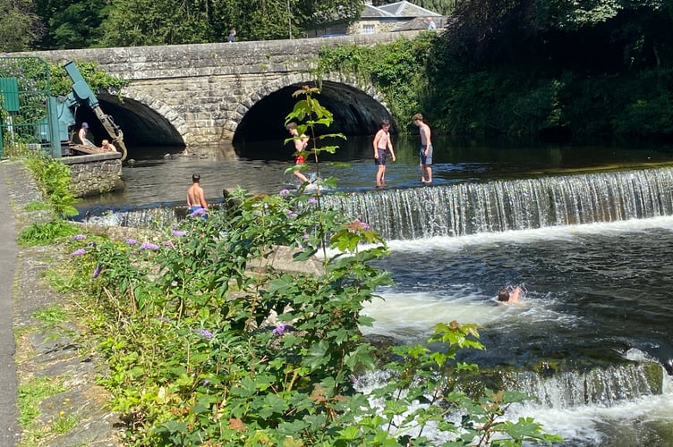 Swimming in the River Tavy s the only way to keep cool in Tavistock.