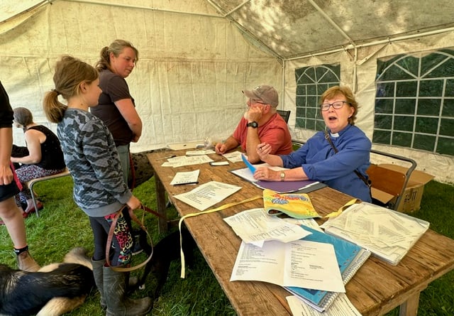 Judith Blowey, Gulworthy parish priest, helping out at the village summer fete.