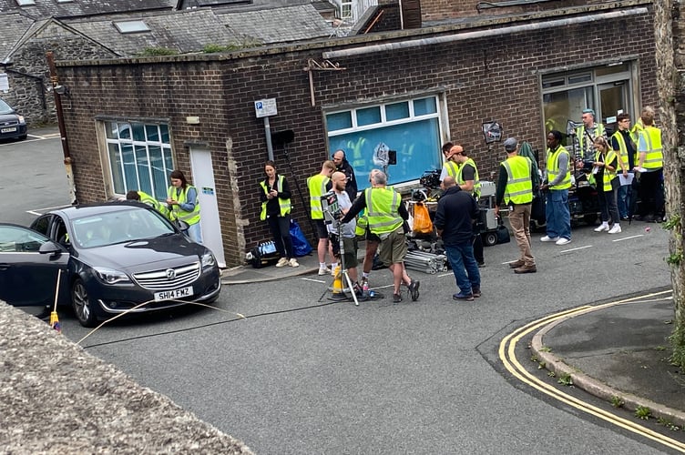 Filming Beyond Paradise on Pepper Street just below Old Exeter Road today.