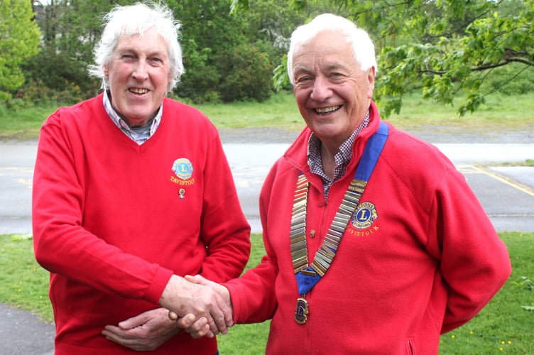 New Tavistock Lions President Alan Wroath, right, takes over the position from Graeme Ugle