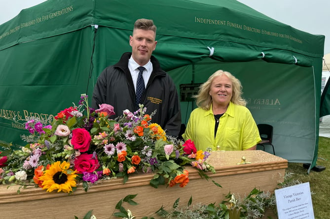 David Albery and Fiona Copplestone of Albery and Redstone funeral directors had a stand at the Show.  AQ 9369
