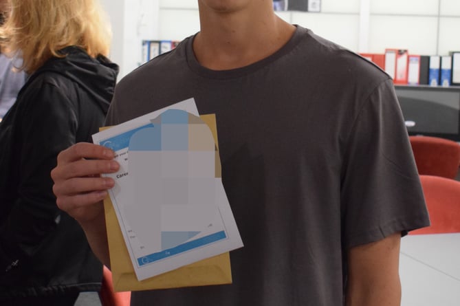 Yehor Parusov, who joined the college two years ago from Ukraine, with his results