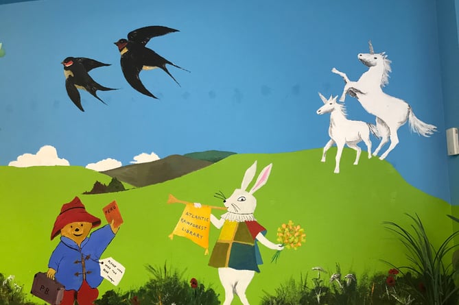 Children's book characters feature alongside the landscape of the Tamar Valley