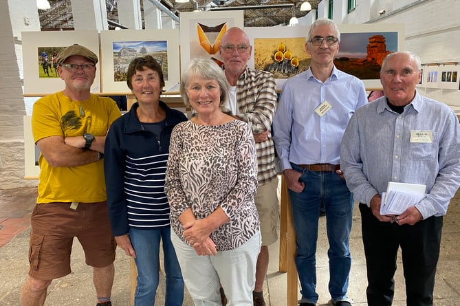 Tavistock Photography Club's annual show at Butchers' Hall, John Brewer, Keith Urro, Charlotte Morris, Kay Farrell, Steve Law and Steve Shepherd.