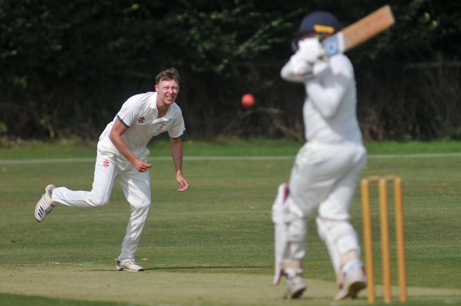 Devon Cricket League A Division.  Abbotskerswell versus Hatherleigh. Hatherleigh bowler Sean Letheren