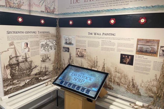 The new display about the enigmatic ship painting at Tavistock Guildhall