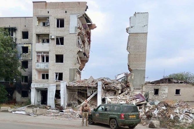 A Jeep sent by Nightingales UK in August to the virtually destroyed Ukrainian town of Orekhovo.