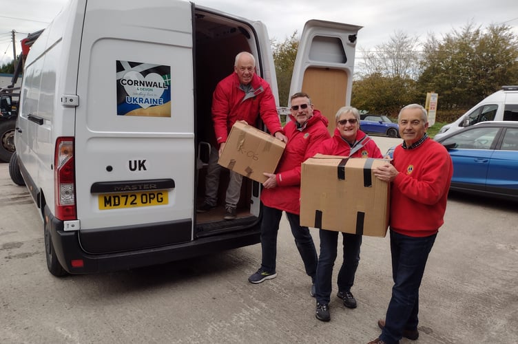 Tavistock Lions load up their van with much-needed aid for Ukraine. They will be making the trip to Warsaw, Poland again later in October. Picture: Steve Grummitt