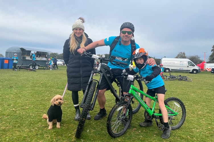 Ben Patrick with wife Sam and son Jude, preparing for their ride