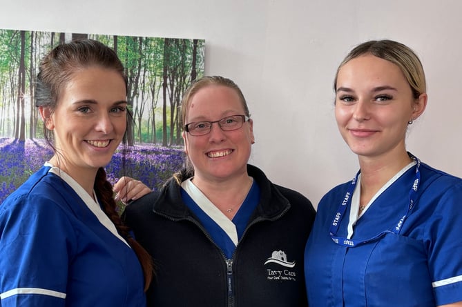 Tavy Care carers Kayla, Cerys and Rachael, based in Tavistock