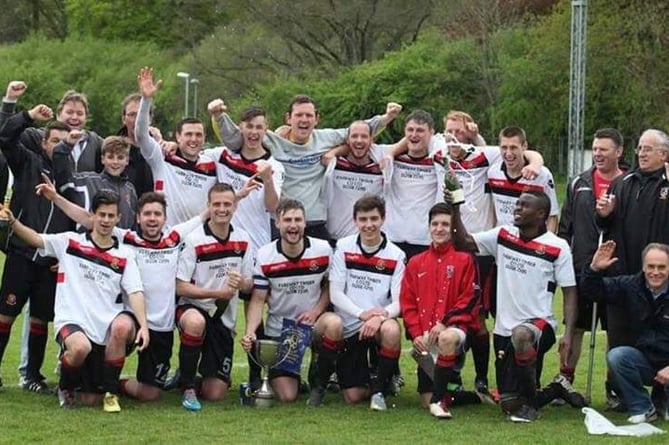 Derek Pethick is second from right on back row (with stick). Tavistock AFC SW Peninsula East League