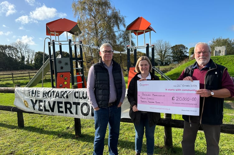 MP Rebecca Smith opening the revamped play park in Crapstone, with Buckland Monachorum Parish Council chairman Alastair Cunningham, left, and parish councillor Frayne Coulshaw.